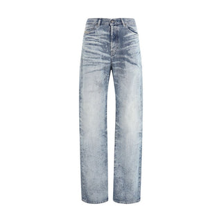 Diesel Blue Cotton Straight-Leg Jeans