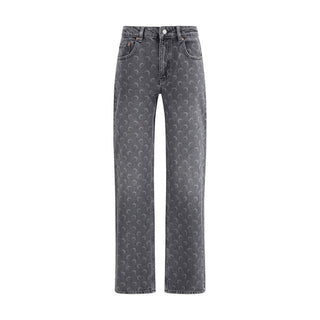 Marine Serre Gray Cotton Straight-Leg Jeans