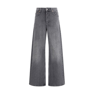Marine Serre Gray Cotton Flared Jeans