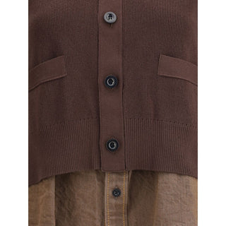 Sacai Brown Cotton Cardigan