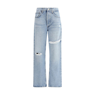 Agolde Light Blue Cotton Straight-Leg Jeans