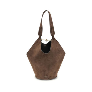 Khaite Lotus Suede Shoulder Bag Brown