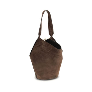 Khaite Lotus Suede Shoulder Bag Brown