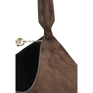 Khaite Lotus Suede Shoulder Bag Brown