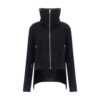 Rick Owens Black Fleece Wool Biker Jacket