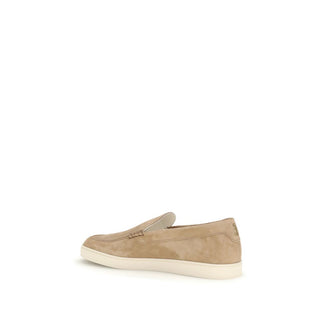Brunello Cucinelli Beige Calf Leather Bos Taurus Slip-On Loafers