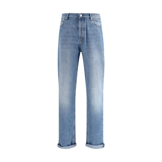 Brunello Cucinelli Blue Cotton Straight-Leg Jeans