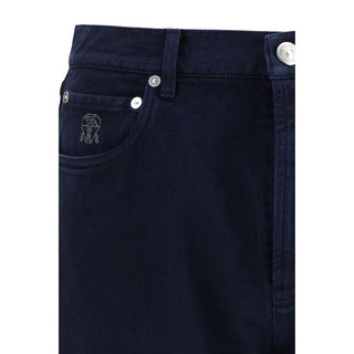Brunello Cucinelli Blue Cotton Straight-Leg Jeans