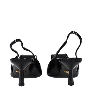 Prada Black Leather Stiletto Heel Sandals