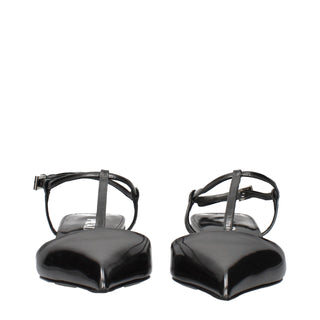 Prada Gray Leather Flat Sandals