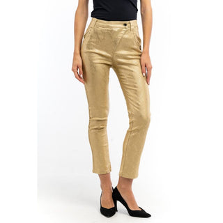 Patrizia Pepe Gold Cotton Pants